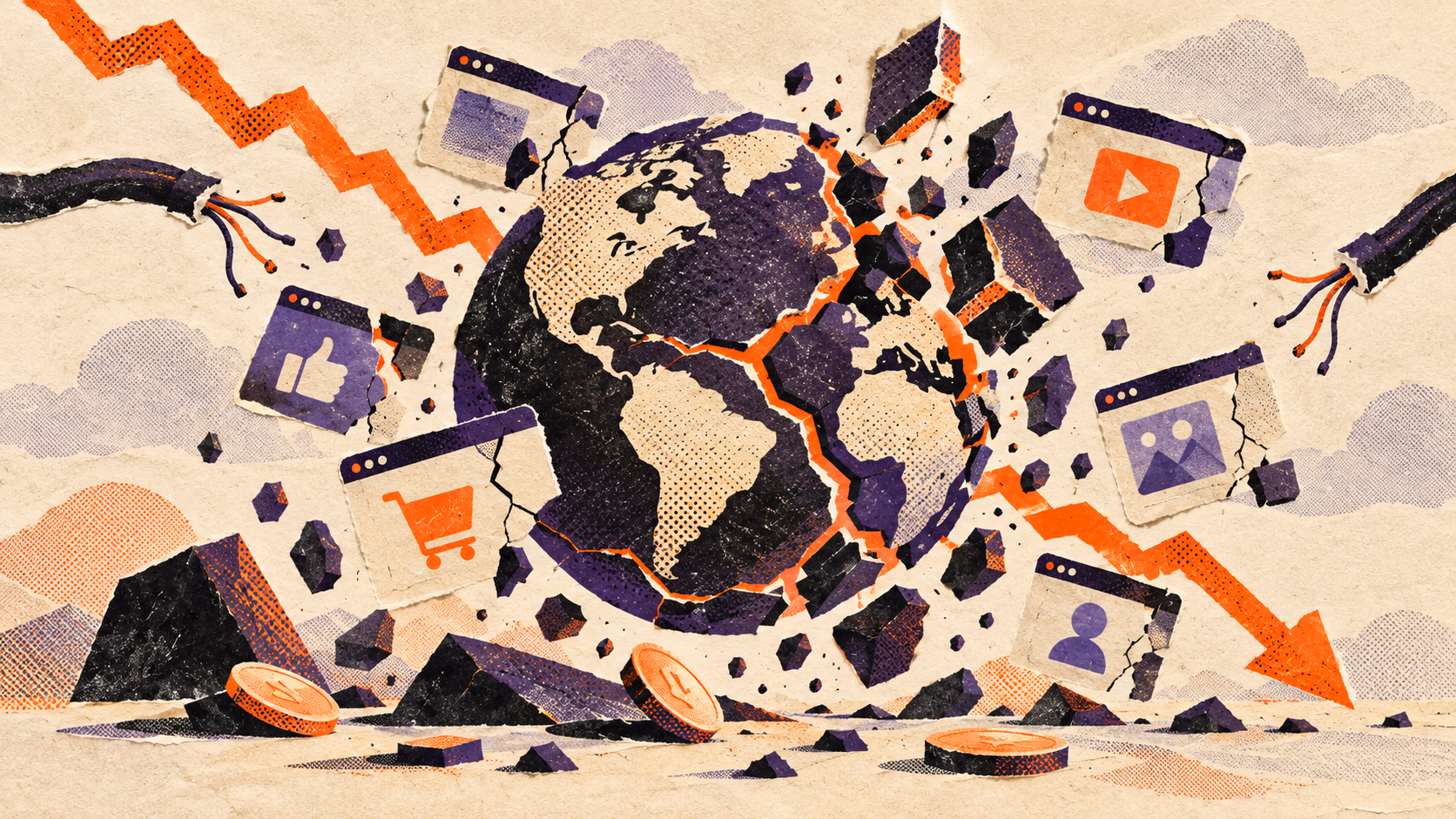Ilustração sobre o financiamento do conhecimento na internet