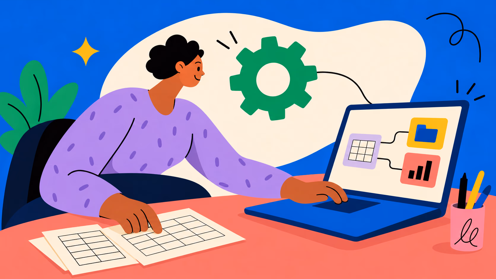 Ilustração sobre automação de planilhas na empresa